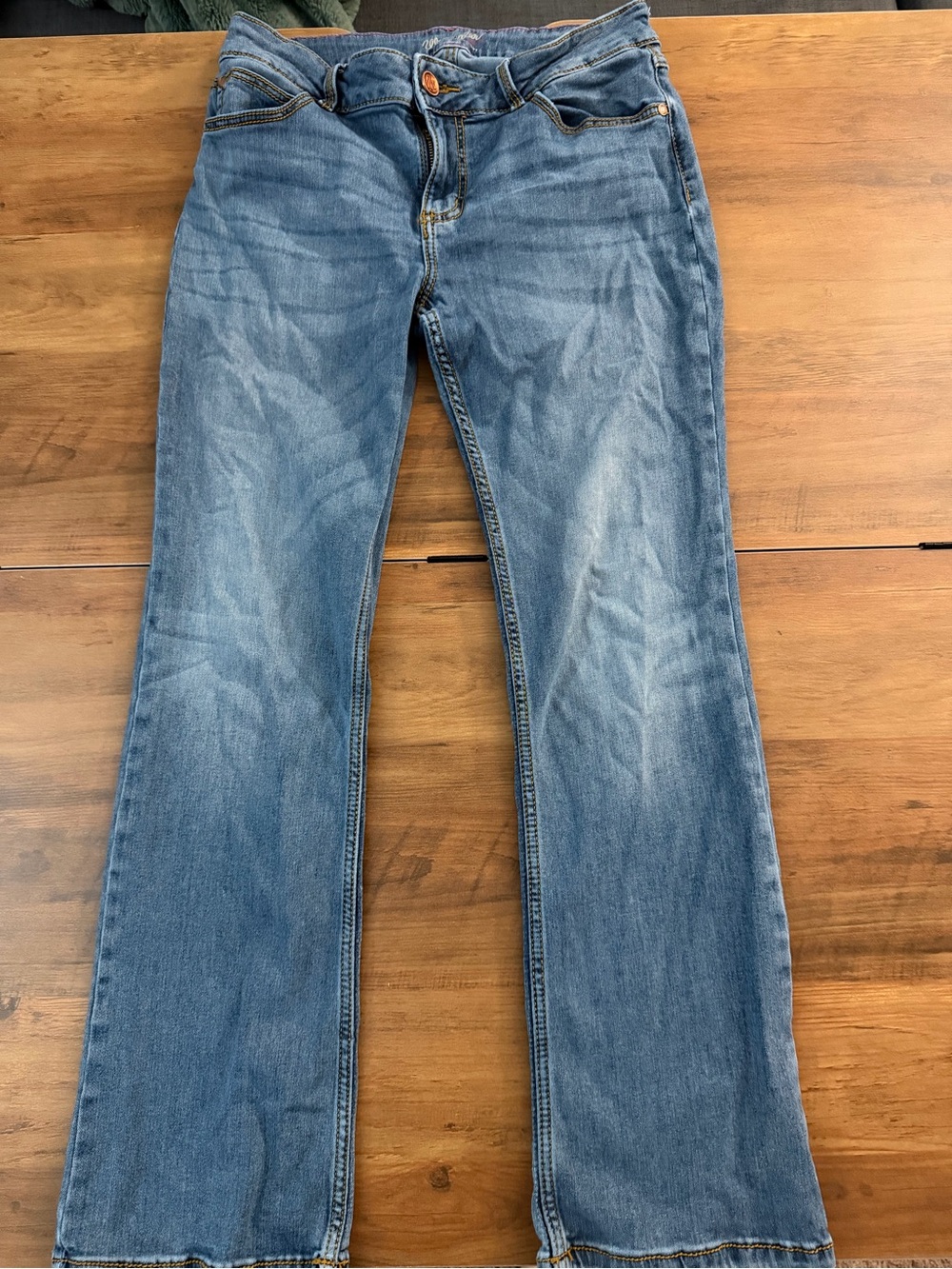 Wrangler Denim Bootcut Jeans - Light Blue with Pink Stitching